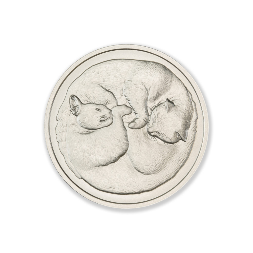 TWO SLEEPING CATS - 1 TROY OUNCE - 39MM