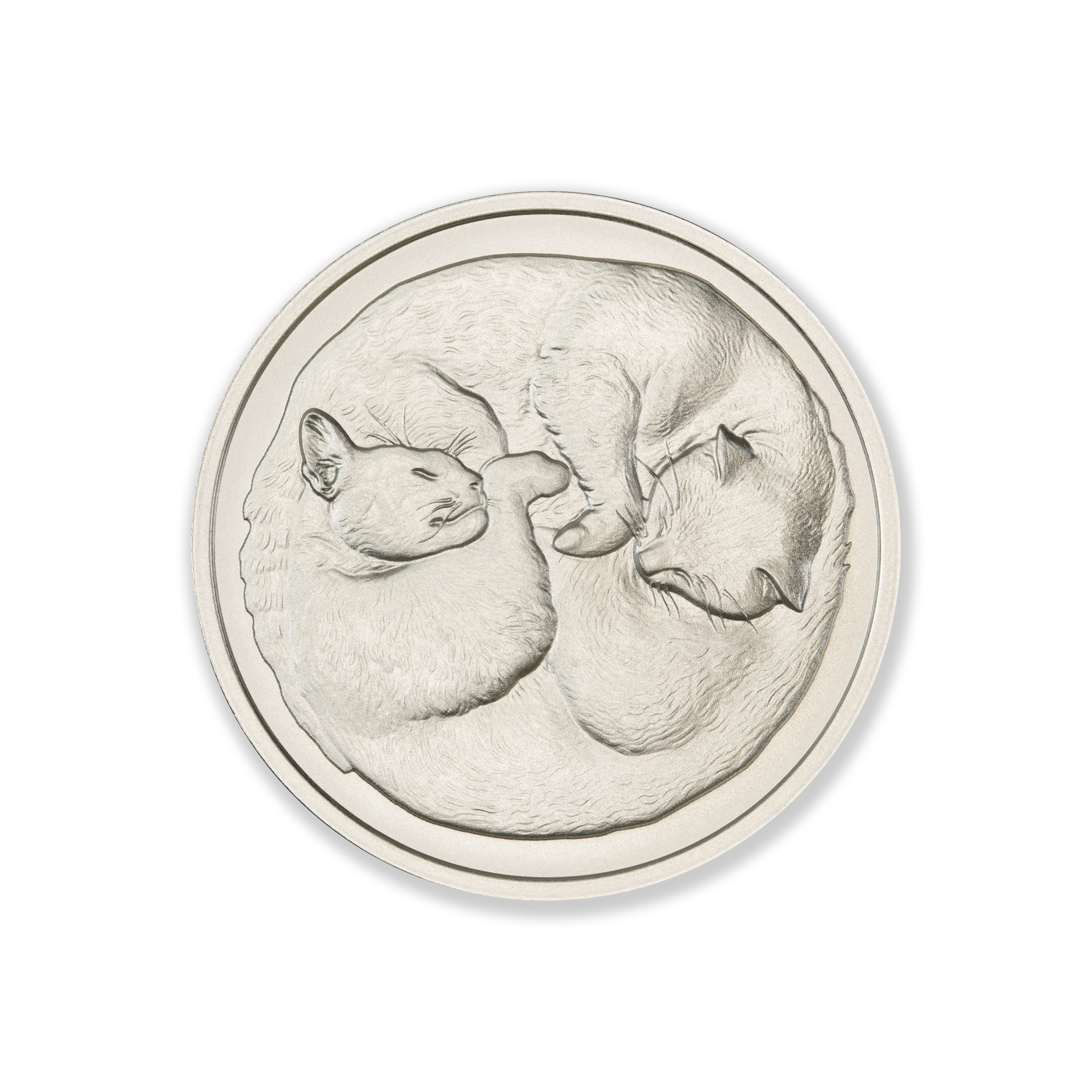 TWO SLEEPING CATS - 1 TROY OUNCE - 39MM - Image 1
