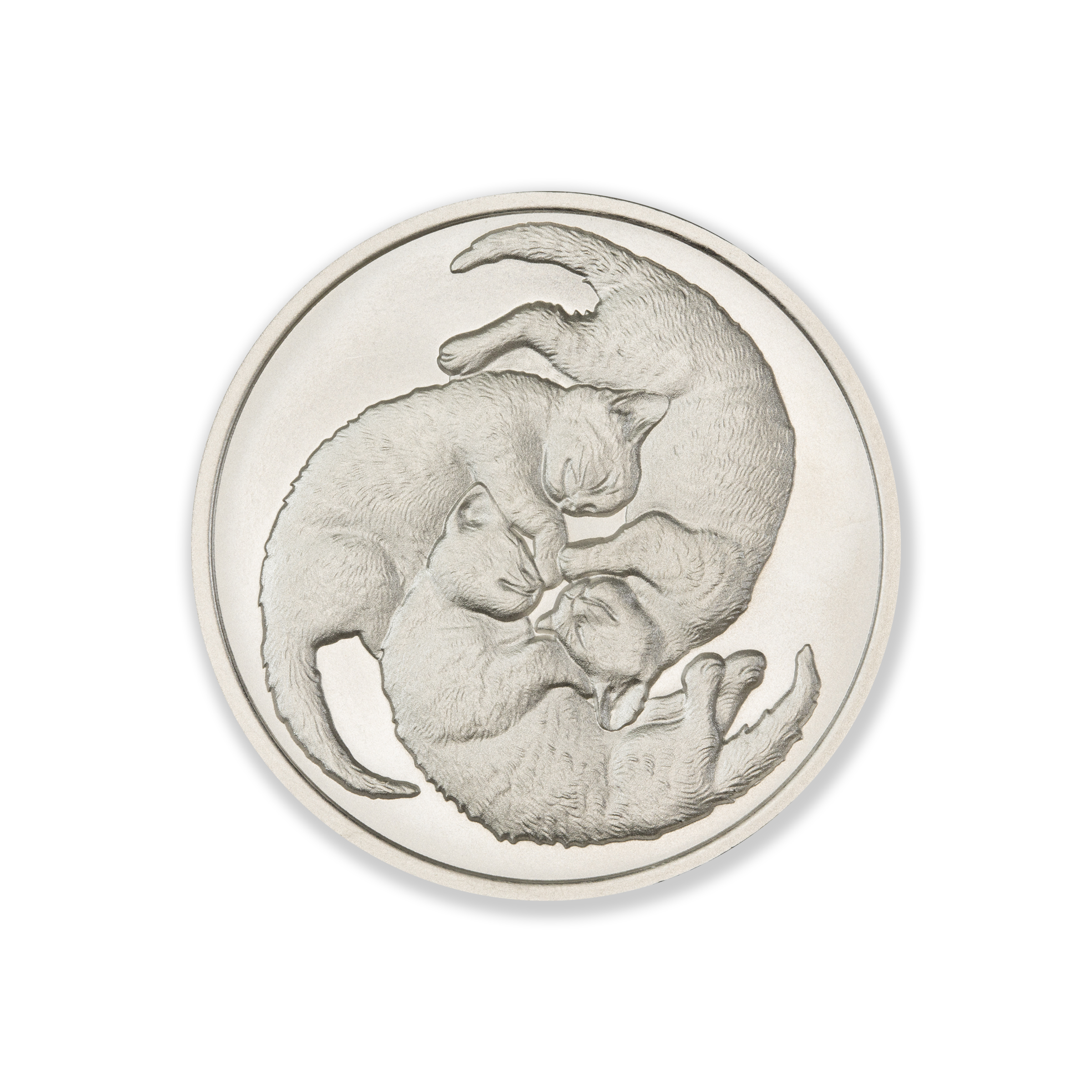 THREE SLEEPING CATS - 1 TROY OUNCE - 39MM - Image 1