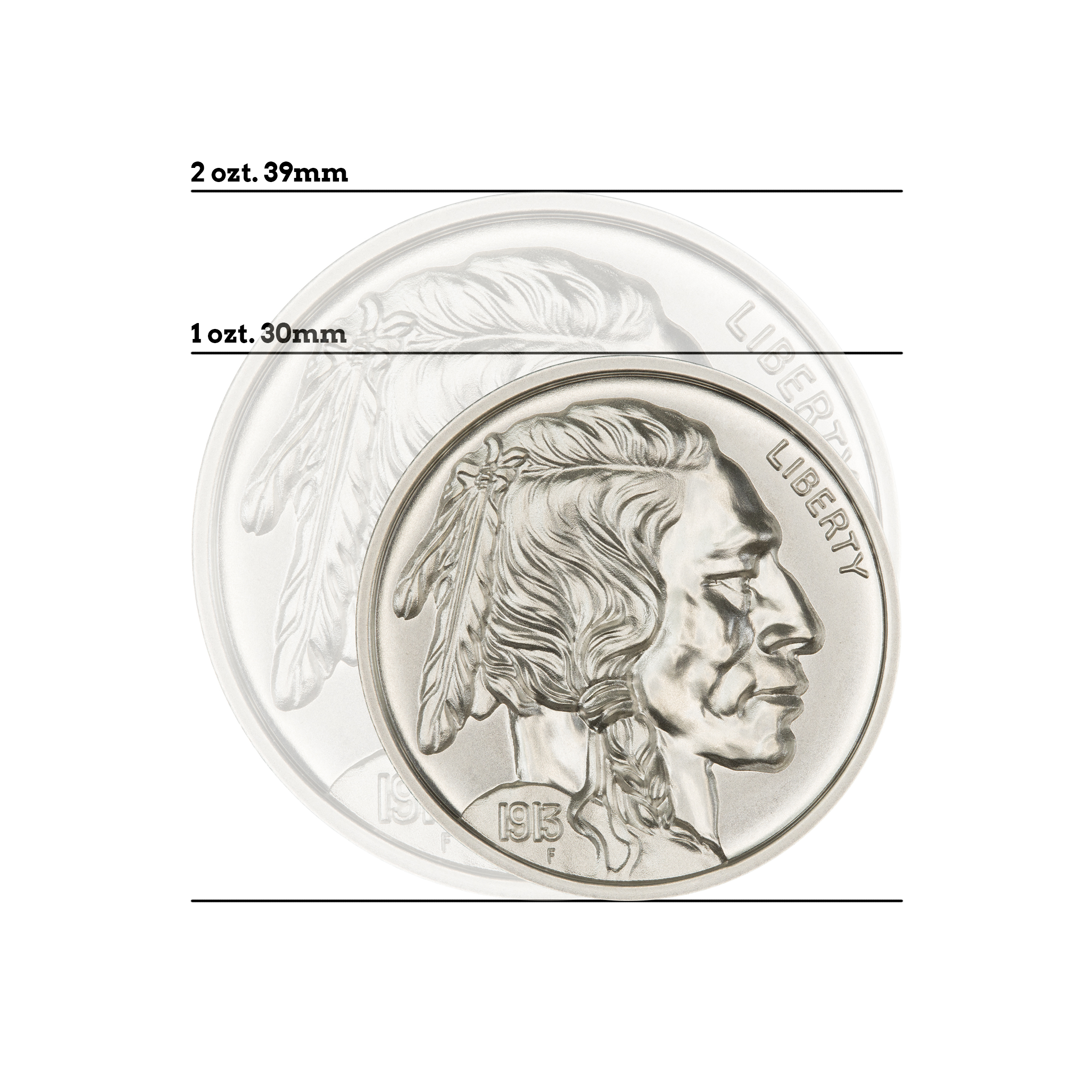 BUFFALO NICKEL TRIBUTE - 1 TROY OUNCE - 30MM - Image 1