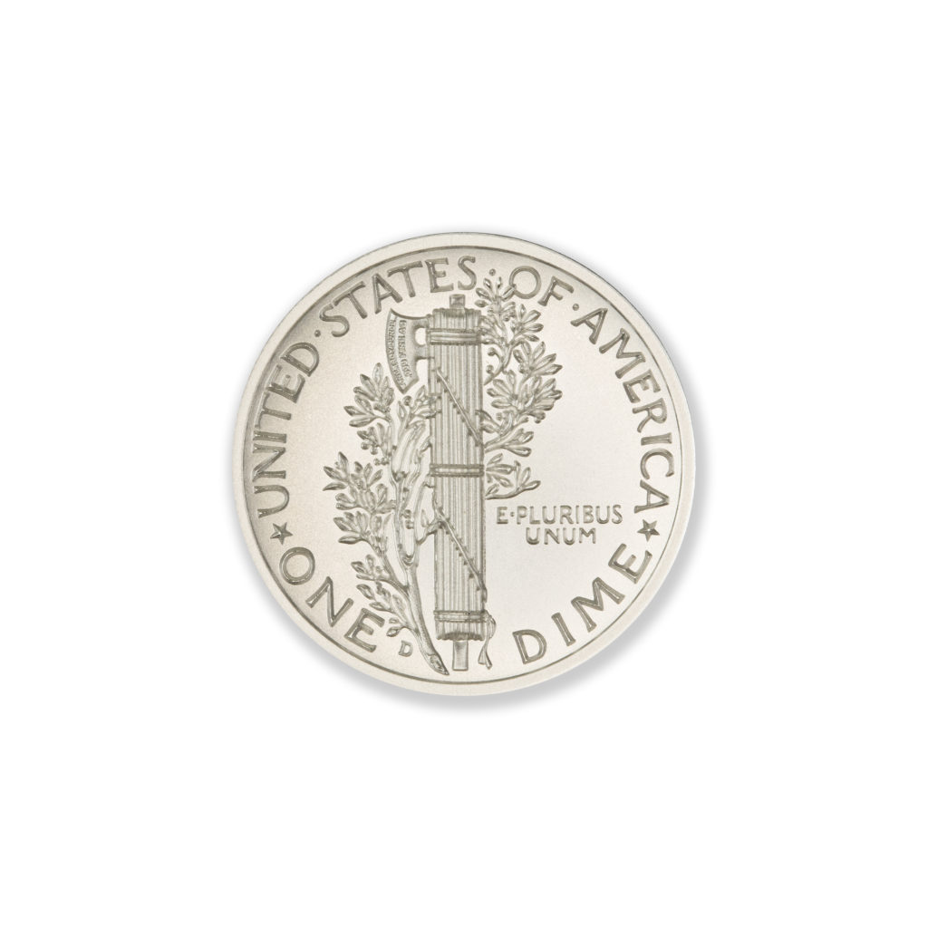 MERCURY DIME TRIBUTE - HIGH RELIEF - 1 TROY OUNCE - 30MM