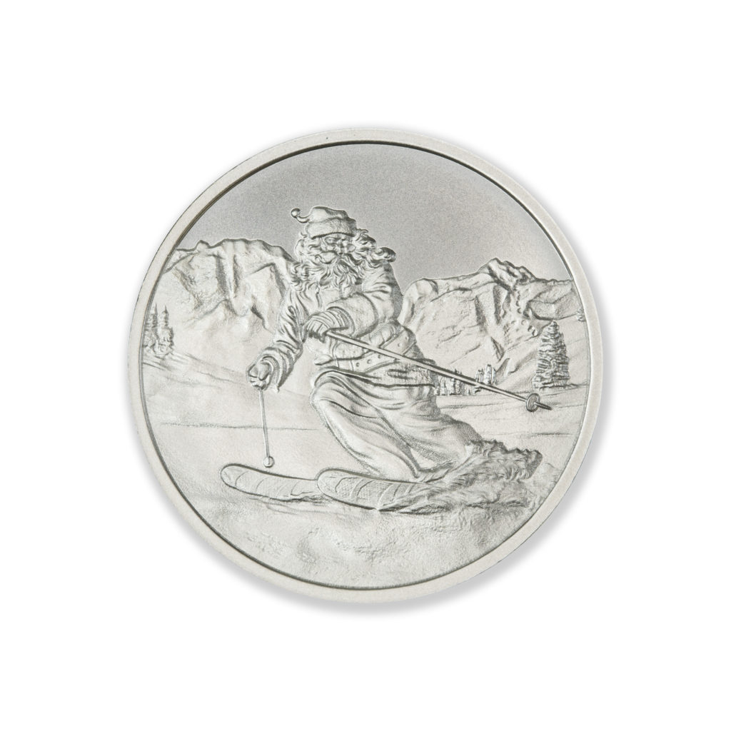 SKIING SANTA - 1 TROY OUNCE - 39MM