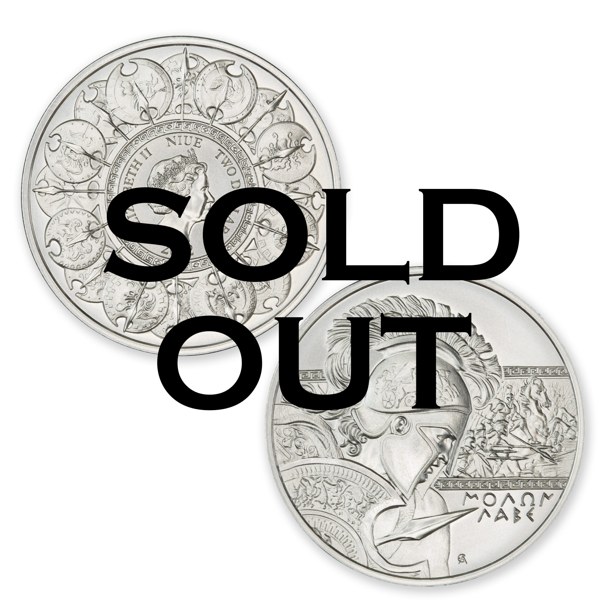 2022 NIUE $2 1OZ .999 SILVER - MOLON LABE - TYPE I - WORLDWIDE MINTAGE: 1,500 - Image 1