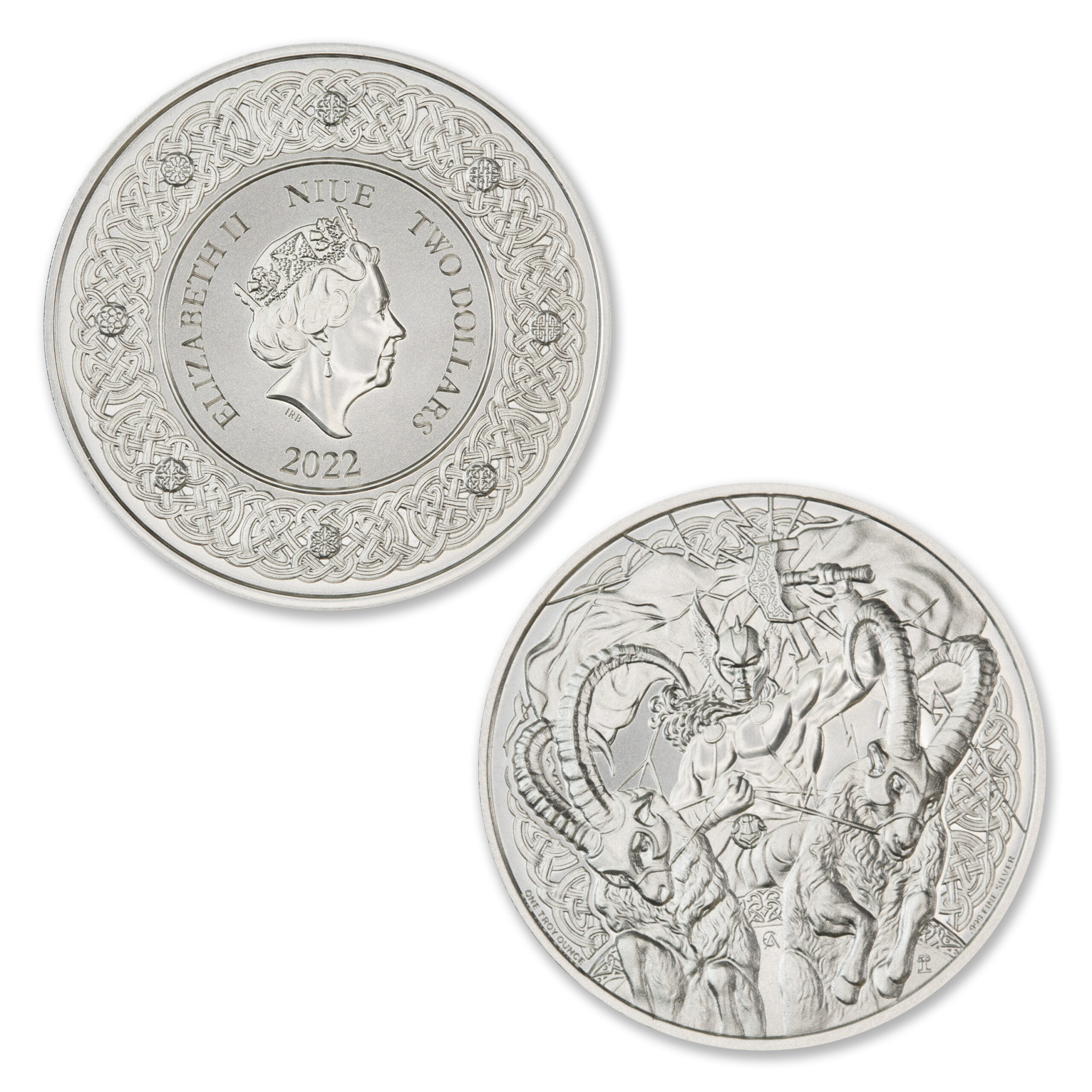 2022 NIUE $2 1OZ .999 SILVER - NORSE GOD THOR - WORLDWIDE MINTAGE: 2,500 (IN COINSAFE CAPSULE) - Image 1