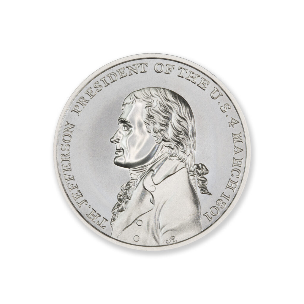 1801 THOMAS JEFFERSON INAUGURAL MEDAL TRIBUTE - 2 TROY OUNCE - 39MM