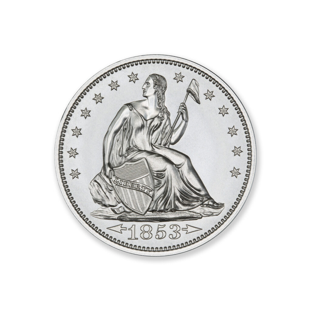 1853 SEATED LIBERTY ARROWS & RAYS TRIBUTE - 2 TROY OUNCE - 39MM
