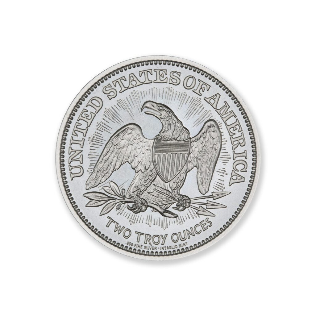1853 SEATED LIBERTY ARROWS & RAYS TRIBUTE - 2 TROY OUNCE - 39MM