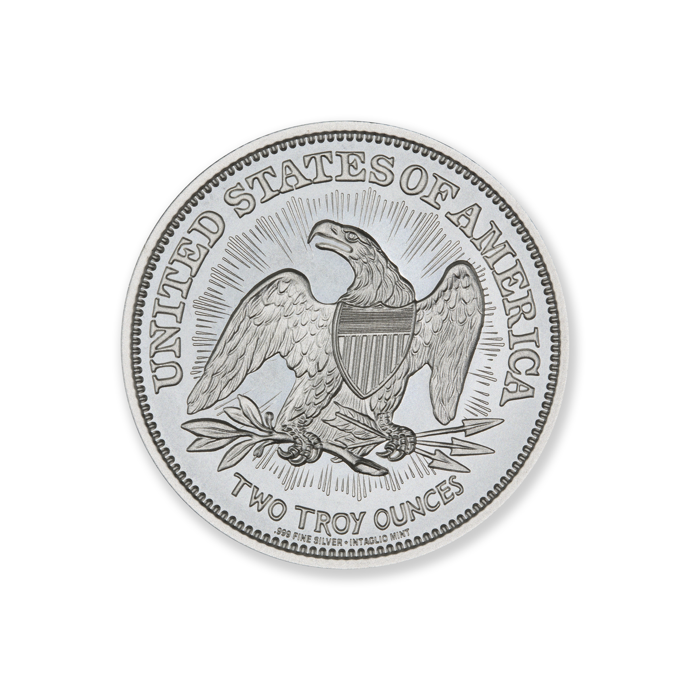 1853 SEATED LIBERTY ARROWS & RAYS TRIBUTE  - 2 TROY OUNCE - 39MM - Image 3