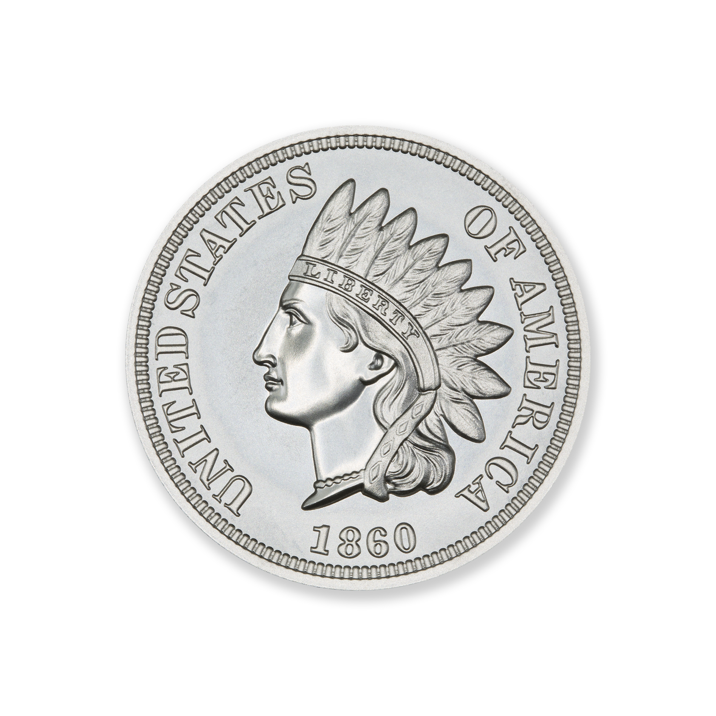 1860 INDIAN CENT TRIBUTE  - 2 TROY OUNCE - 39MM - Image 2