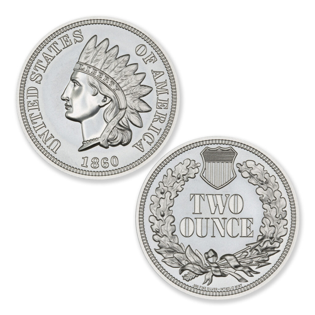 1860 INDIAN CENT TRIBUTE - 2 TROY OUNCE - 39MM