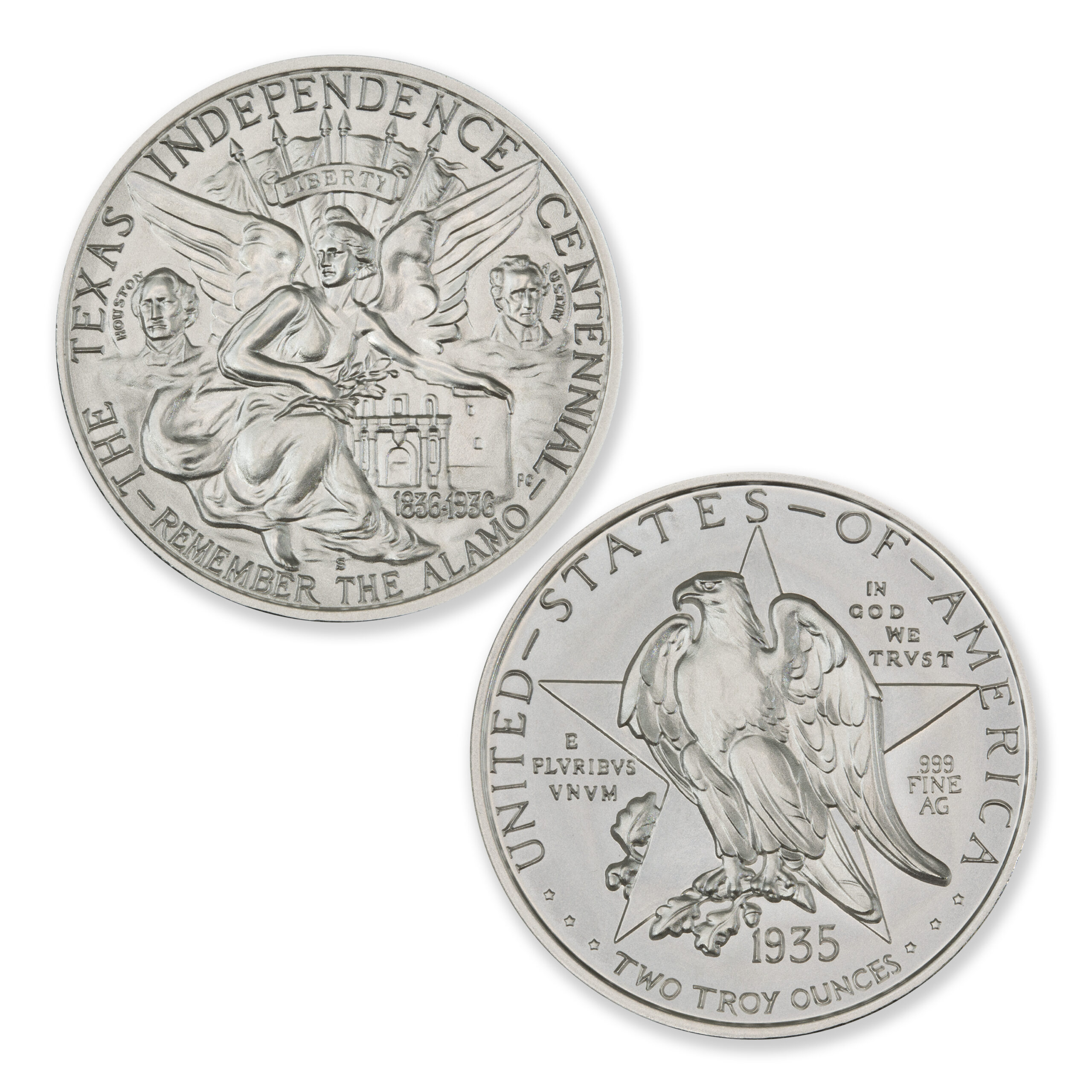 1935 TEXAS CENTENNIAL HALF COMMEMORATIVE TRIBUTE - 2 TROY OUNCE - 39MM - Image 1