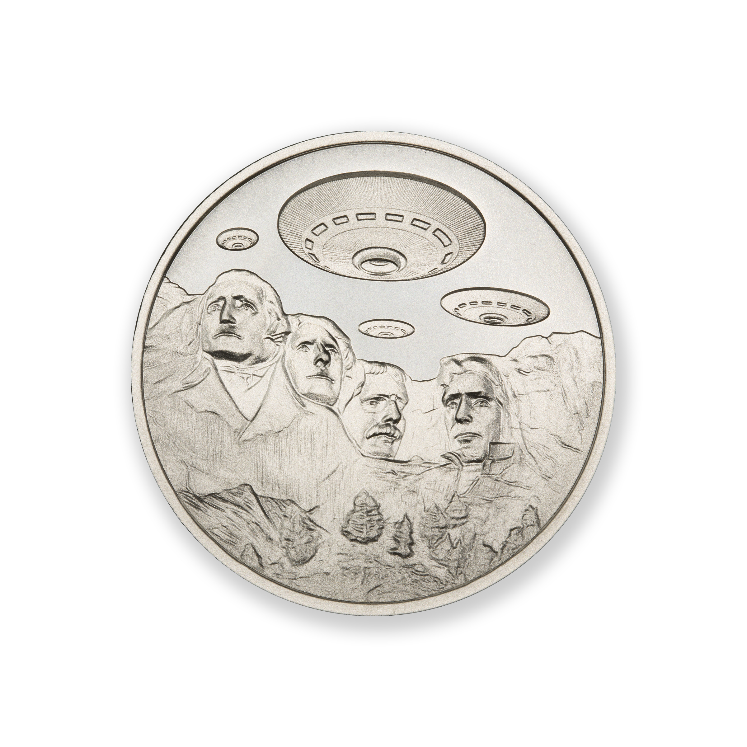 UFOs OVER MOUNT RUSHMORE - 1 TROY OUNCE - 39MM - Image 1