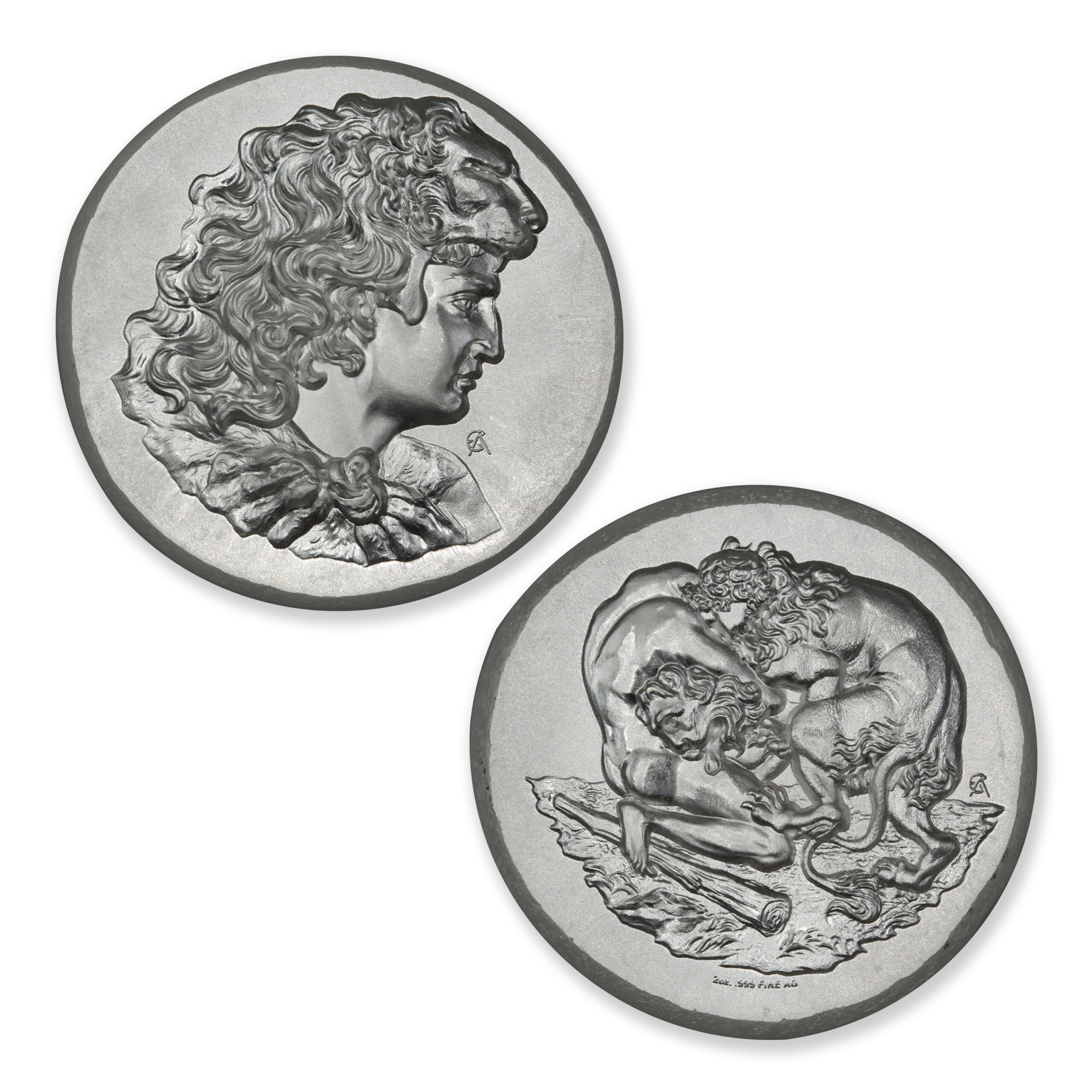 ANCIENT TRIBUTE SERIES - FIRST LABOR OF HERACLES - ARTIST ORIGINAL - 36MM - 2 TROY OUNCES - Image 1