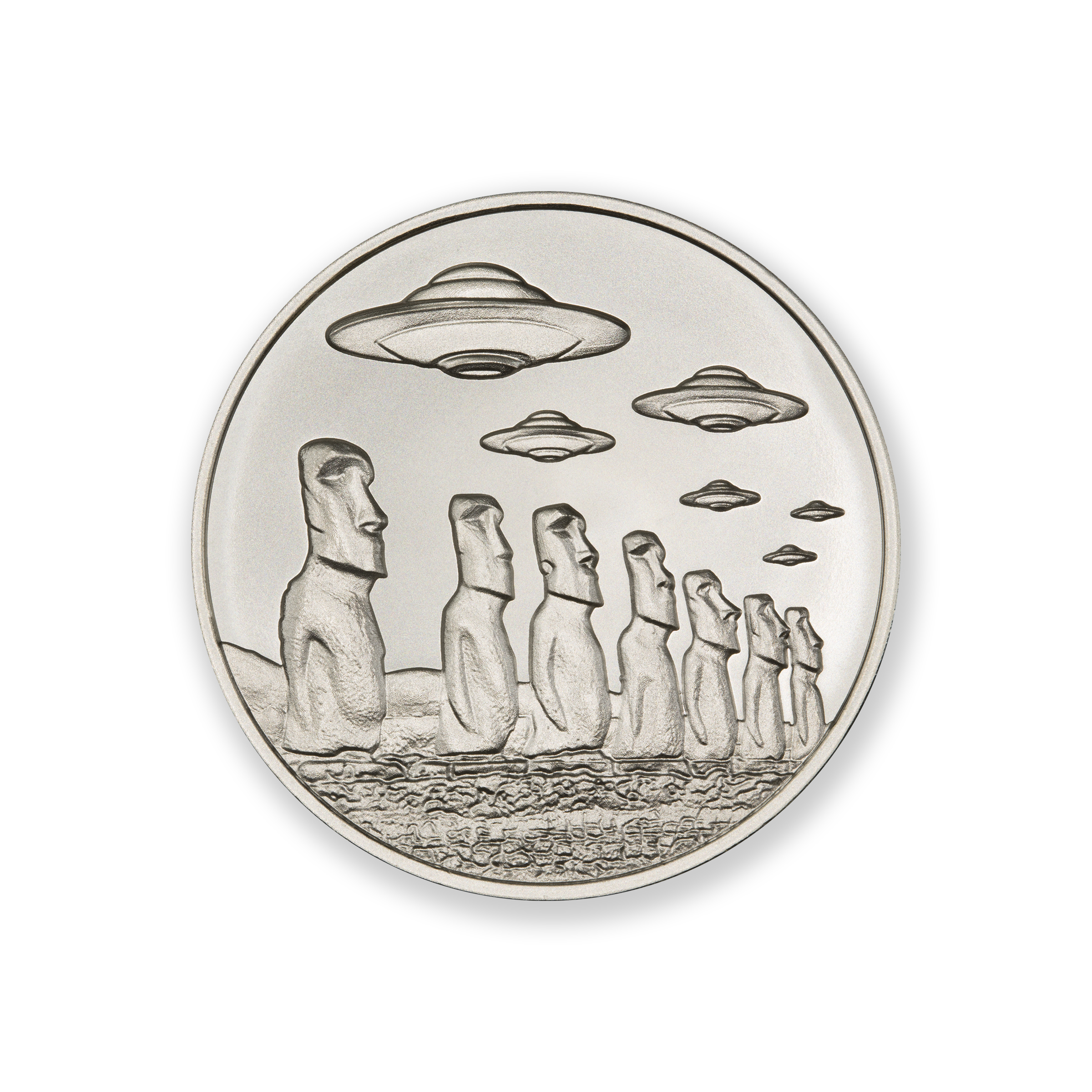 UFOs OVER EASTER ISLAND - 1 TROY OUNCE - 39MM - Image 1