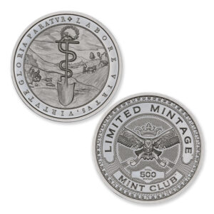 MINT CLUB #9 – 2 TROY OUNCE – 39MM (LIMITED MINTAGE: 500) – IN COINSAFE CAPSULE – LABOR & VIRTUE