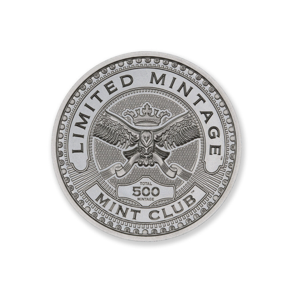 MINT CLUB #9 – 2 TROY OUNCE – 39MM (LIMITED MINTAGE: 500) – IN COINSAFE CAPSULE – LABOR & VIRTUE