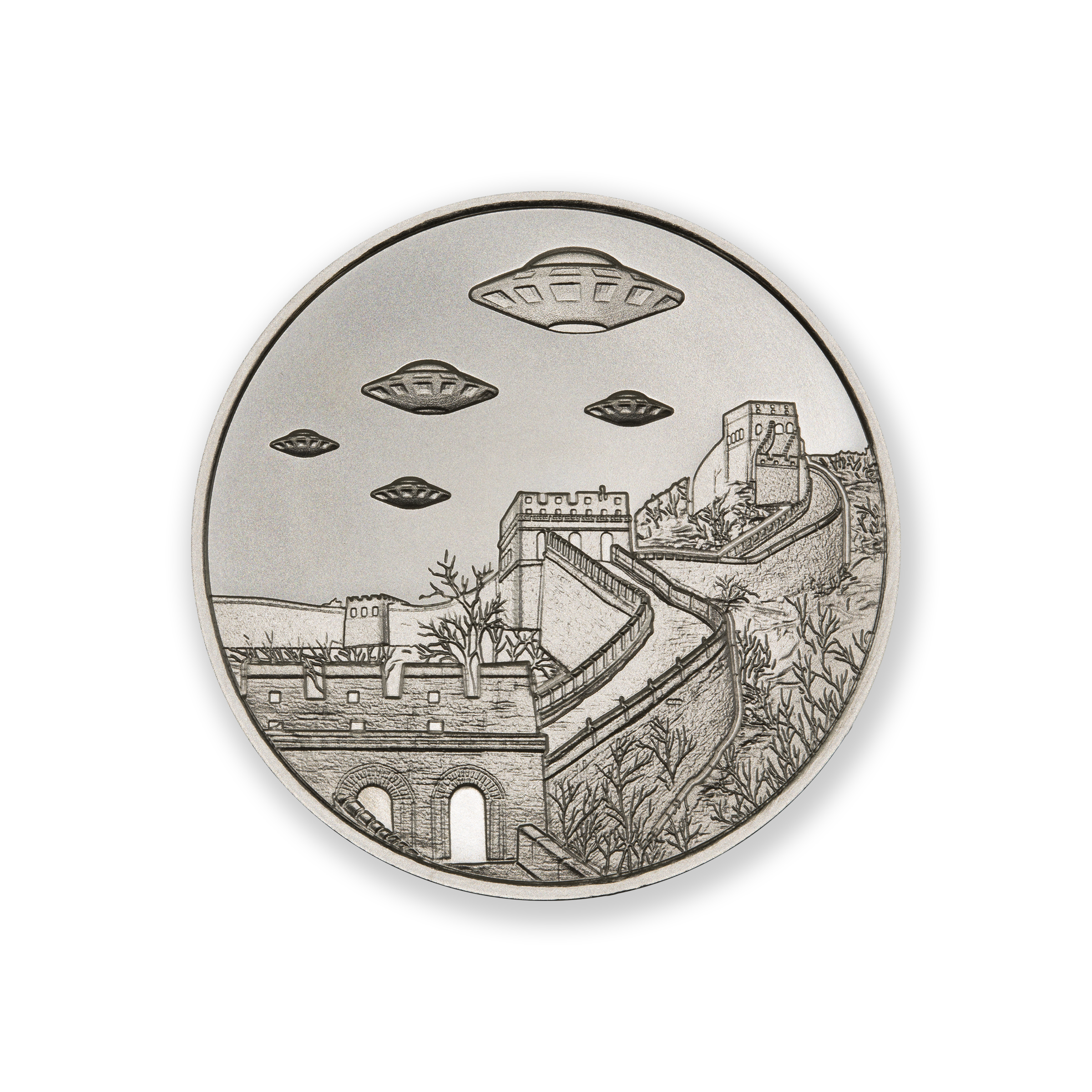 UFOs OVER THE GREAT WALL OF CHINA – 1 TROY OUNCE – 39MM - Image 1
