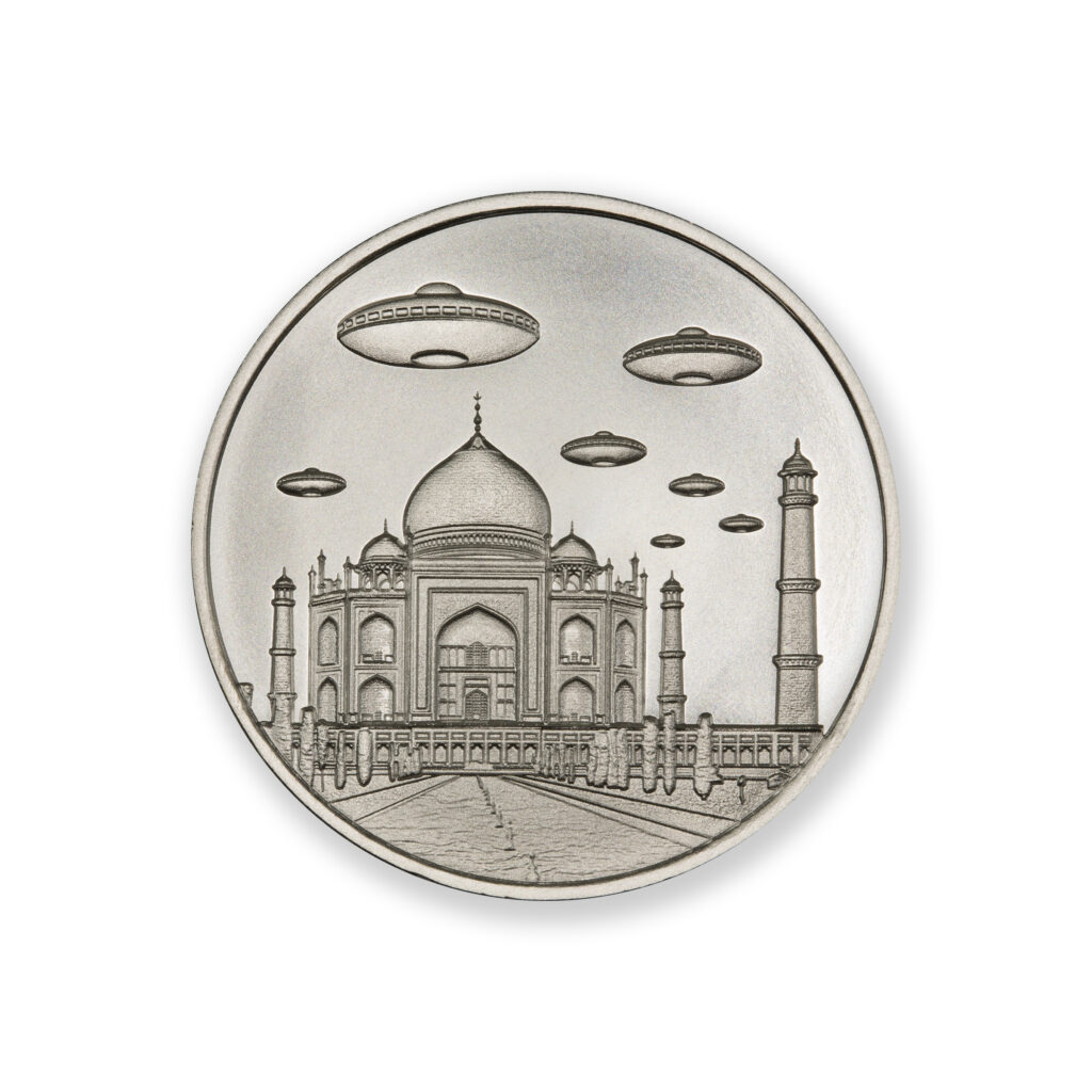 UFOs OVER THE TAJ MAHAL - 1 TROY OUNCE - 39MM