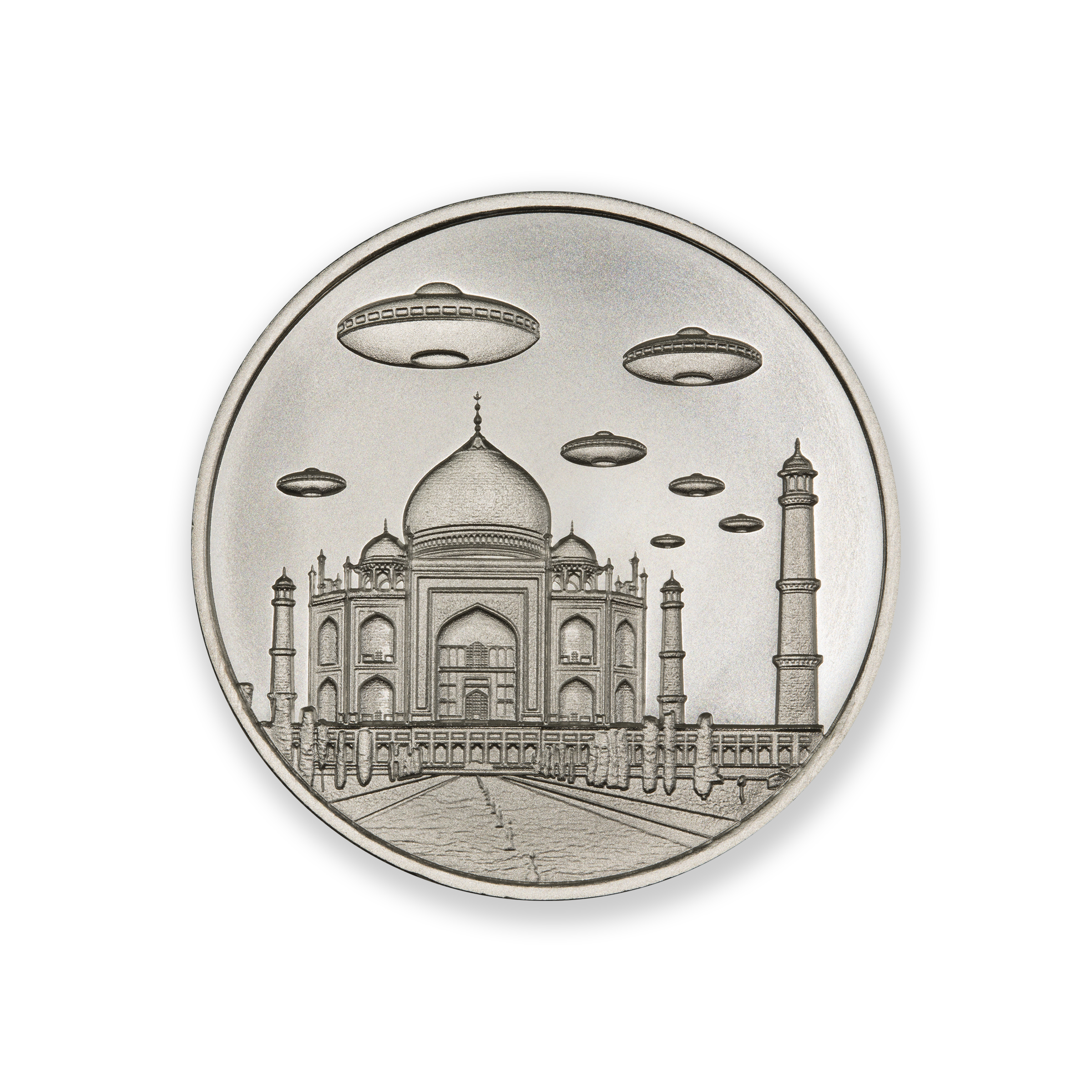 UFOs OVER THE TAJ MAHAL - 1 TROY OUNCE - 39MM - Image 1