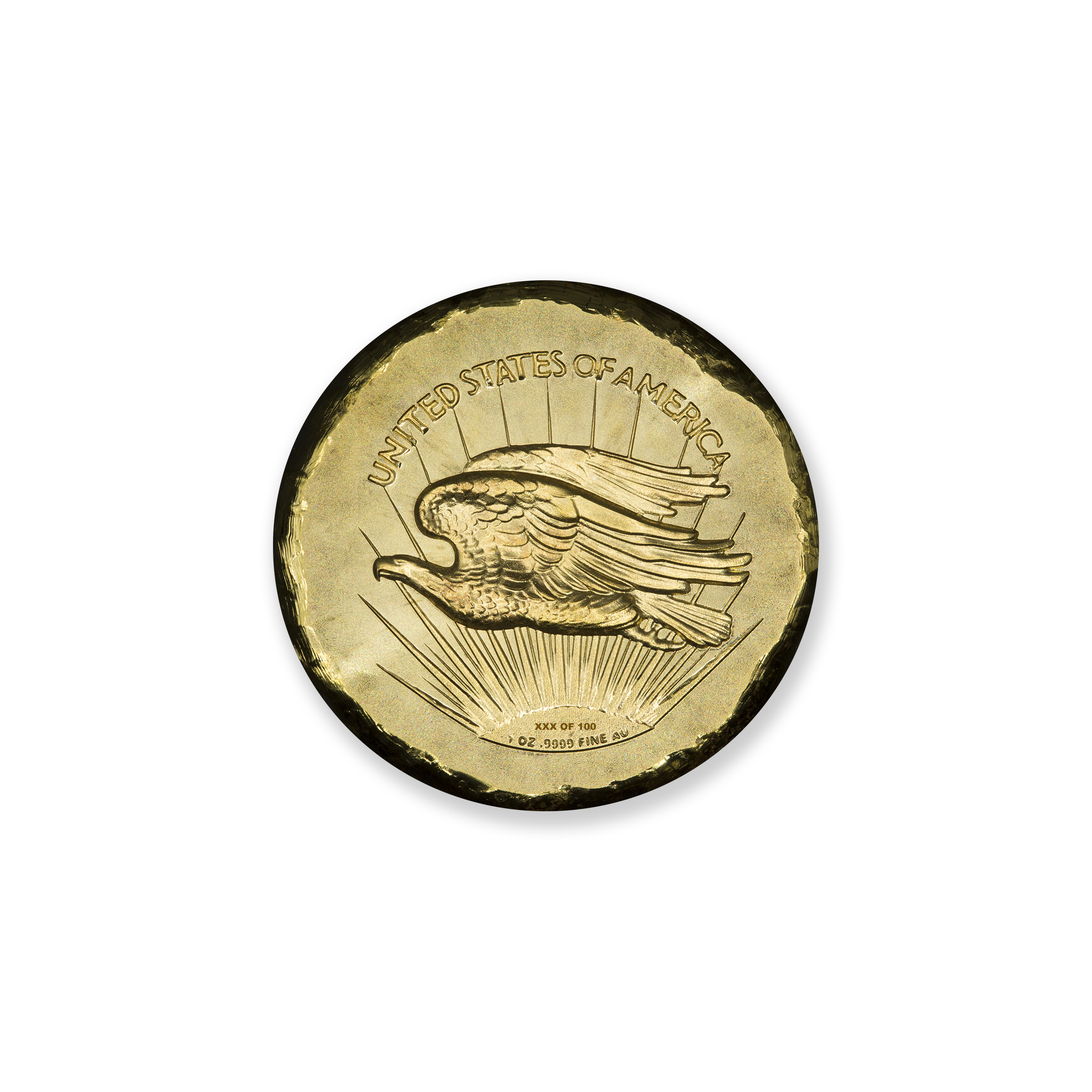 AMERCIAN ANCIENTS - $20 SAINT-GAUDENS TRIBUTE - 1 TROY OUNCE - 28MM - .9999 FINE GOLD - ONLY 100 MINTED - IN CAPSULE - Image 3