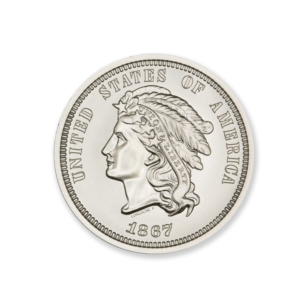 1867 5C PATTERN TRIBUTE - JUDD 561 - 2 TROY OUNCE - 39MM
