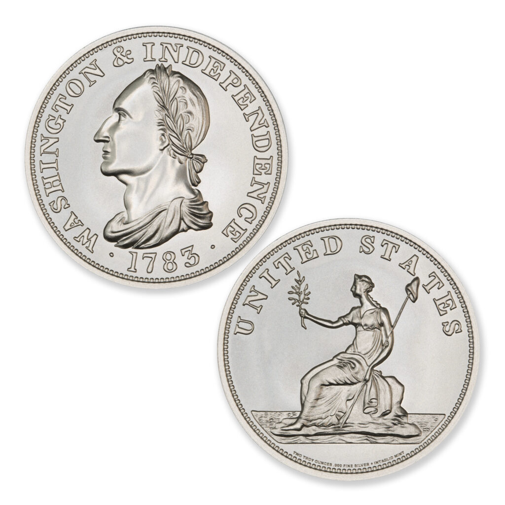1783 DATED WASHINGTON & INDEPENDENCE CENT TRIBUTE – 2 TROY OUNCE – 39MM