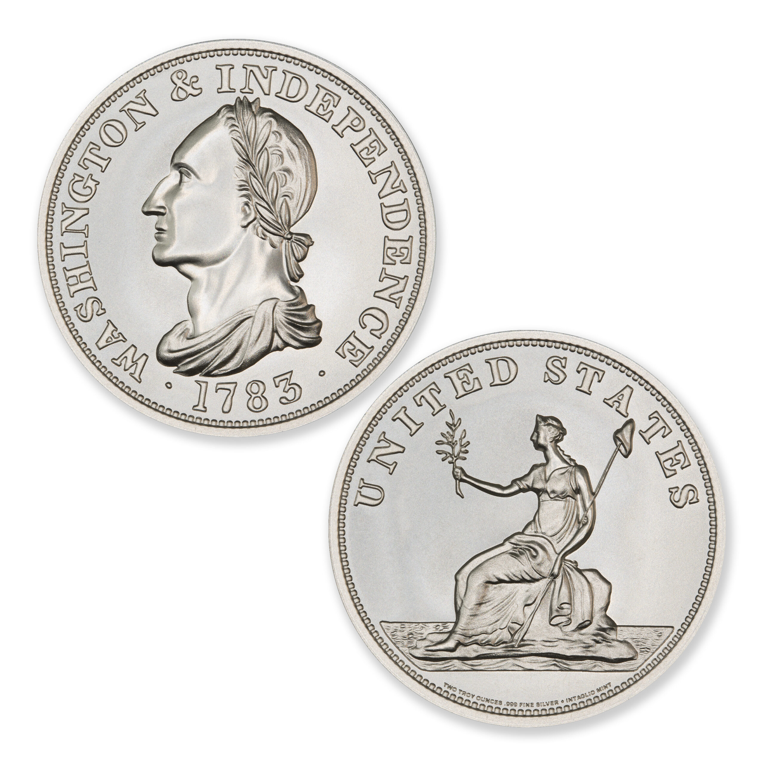 1783 DATED WASHINGTON & INDEPENDENCE CENT TRIBUTE – 2 TROY OUNCE – 39MM - Image 1