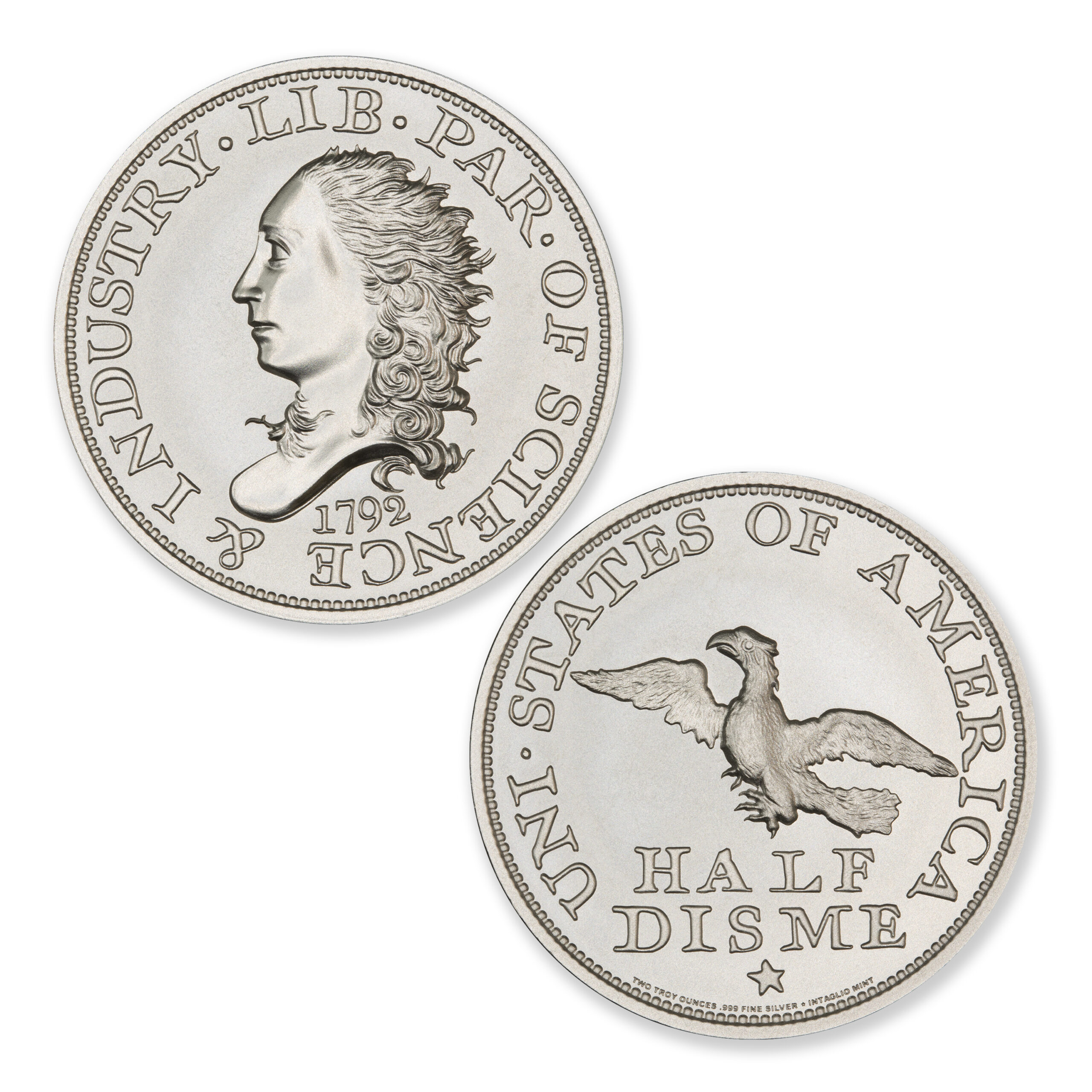 1792 HALF DISME TRIBUTE – JUDD 7 – 2 TROY OUNCE – 39MM - Image 1