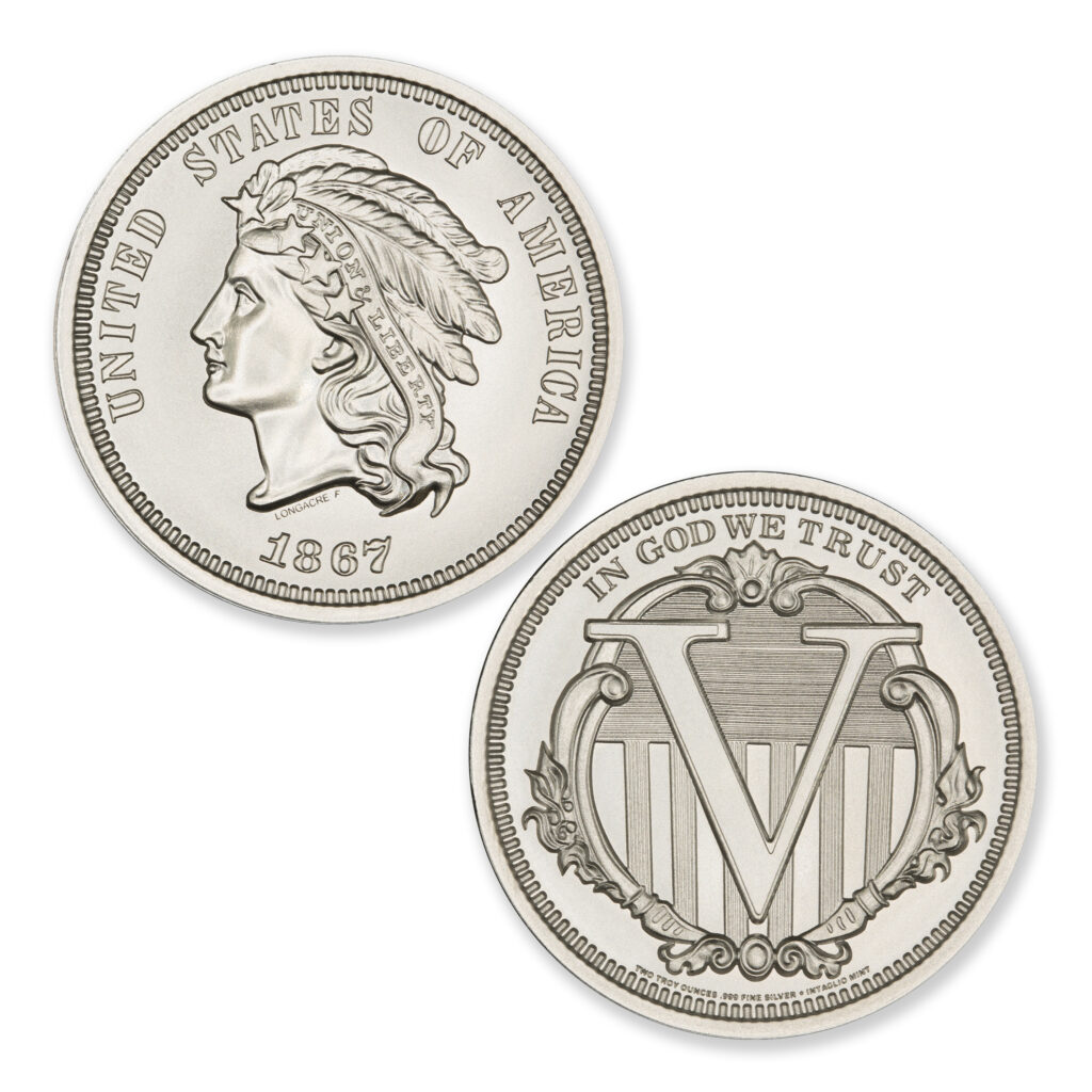 1867 5C PATTERN TRIBUTE - JUDD 561 - 2 TROY OUNCE - 39MM