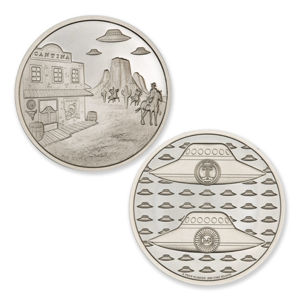 COWBOYS AND ALIENS – 2 TROY OUNCE – 39MM