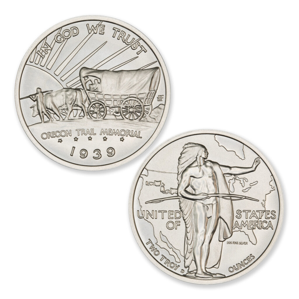 1939 OREGON TRAIL HALF COMMEMORATIVE TRIBUTE – 2 TROY OUNCE – 39MM