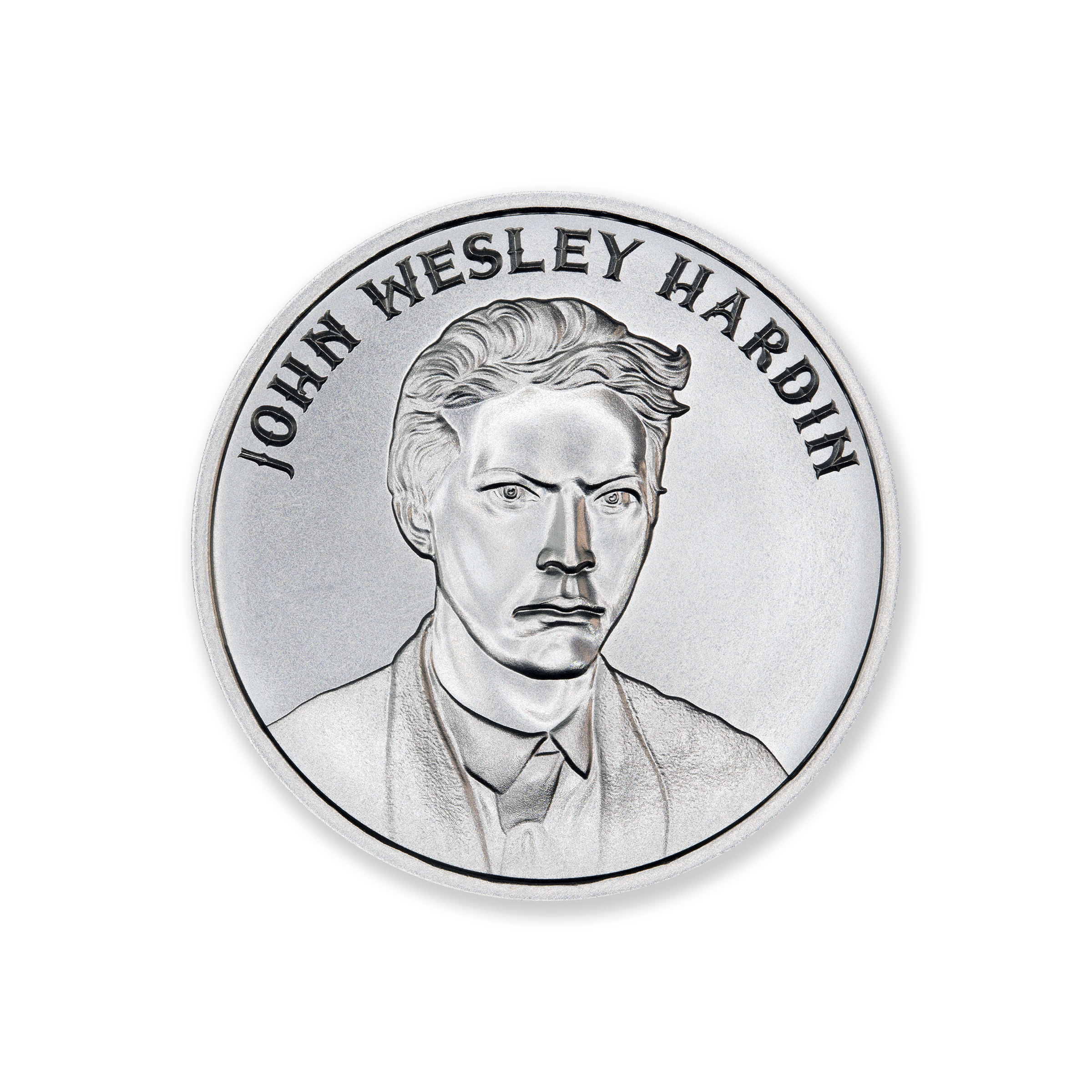 WILD WEST LEGENDS SERIES – JOHN WESLEY HARDIN – 2 TROY OUNCE – 39MM - Image 1