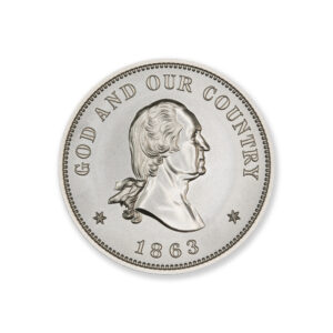 1863 WASHINGTON PATTERN TWO-CENT TRIBUTE – JUDD 305 – 2 TROY OUNCE – 39MM