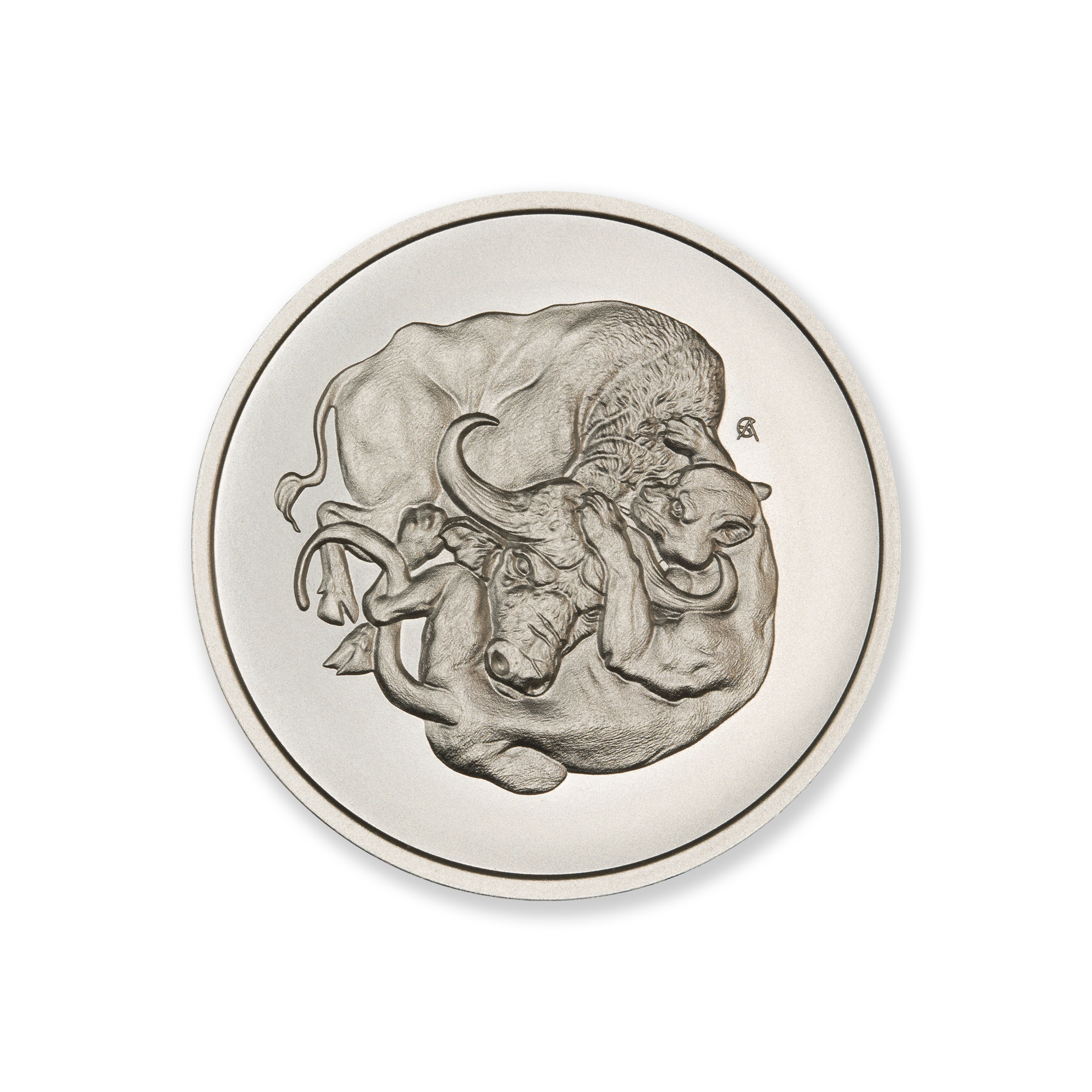 2023 – MINT CLUB® #3 – 2 TROY OUNCE – 39MM (LIMITED MINTAGE: 500) – IN COINSAFE CAPSULE – ARTIST ORIGINAL – LIONESS & BUFFALO - Image 2