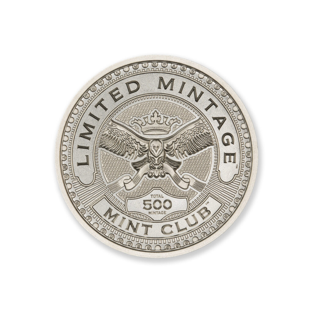 2023 – MINT CLUB® #2 – 2 TROY OUNCE – 39MM (LIMITED MINTAGE: 500) – IN COINSAFE CAPSULE – ARTIST ORIGINAL – BISON & INDIAN