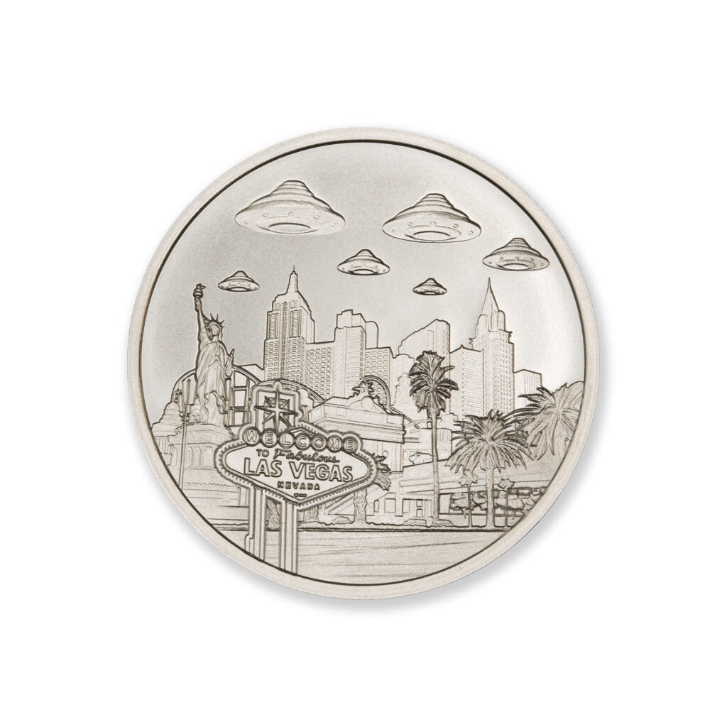 UFOs OVER LAS VEGAS – 1 TROY OUNCE – 39MM