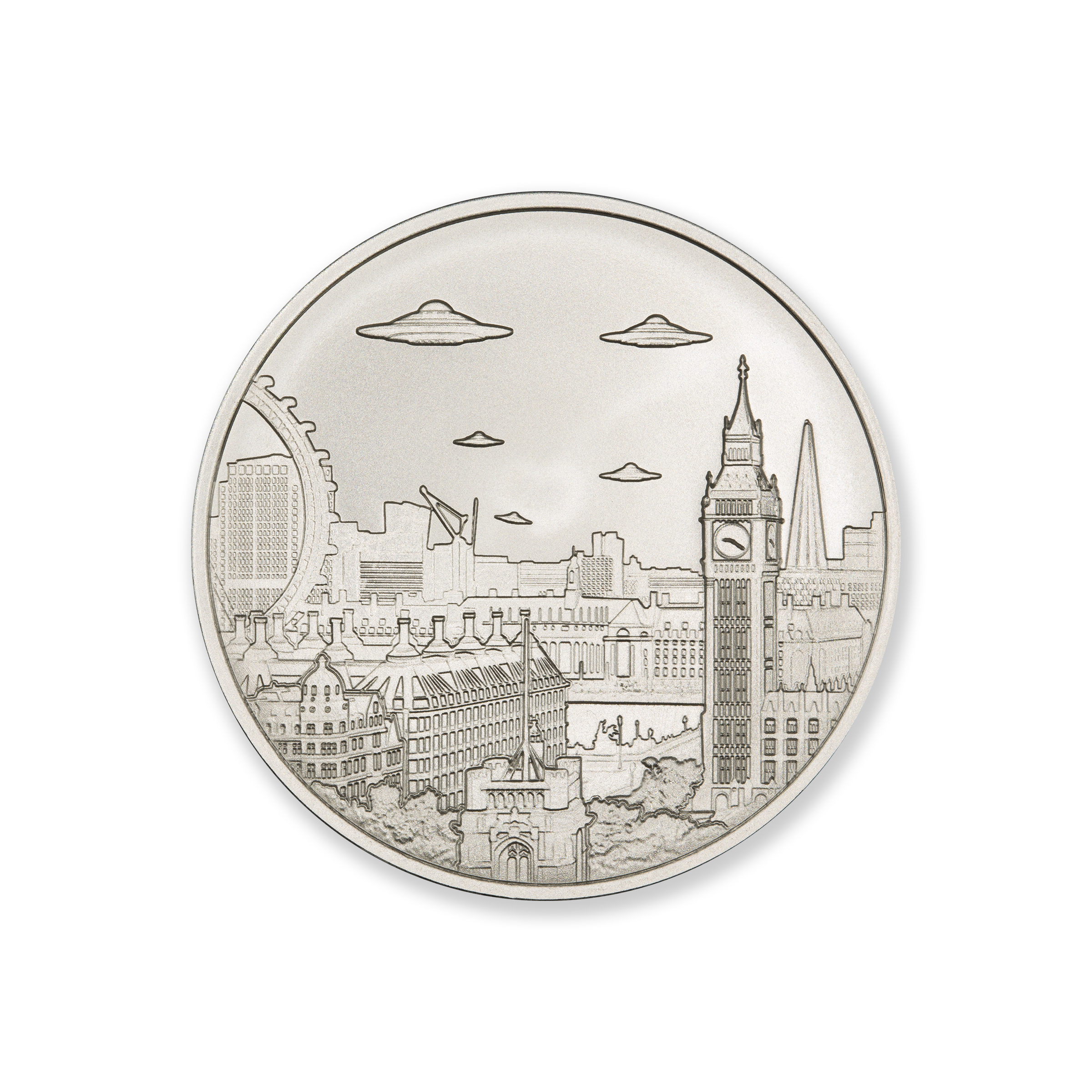 UFOs OVER LONDON – 1 TROY OUNCE – 39MM - Image 1