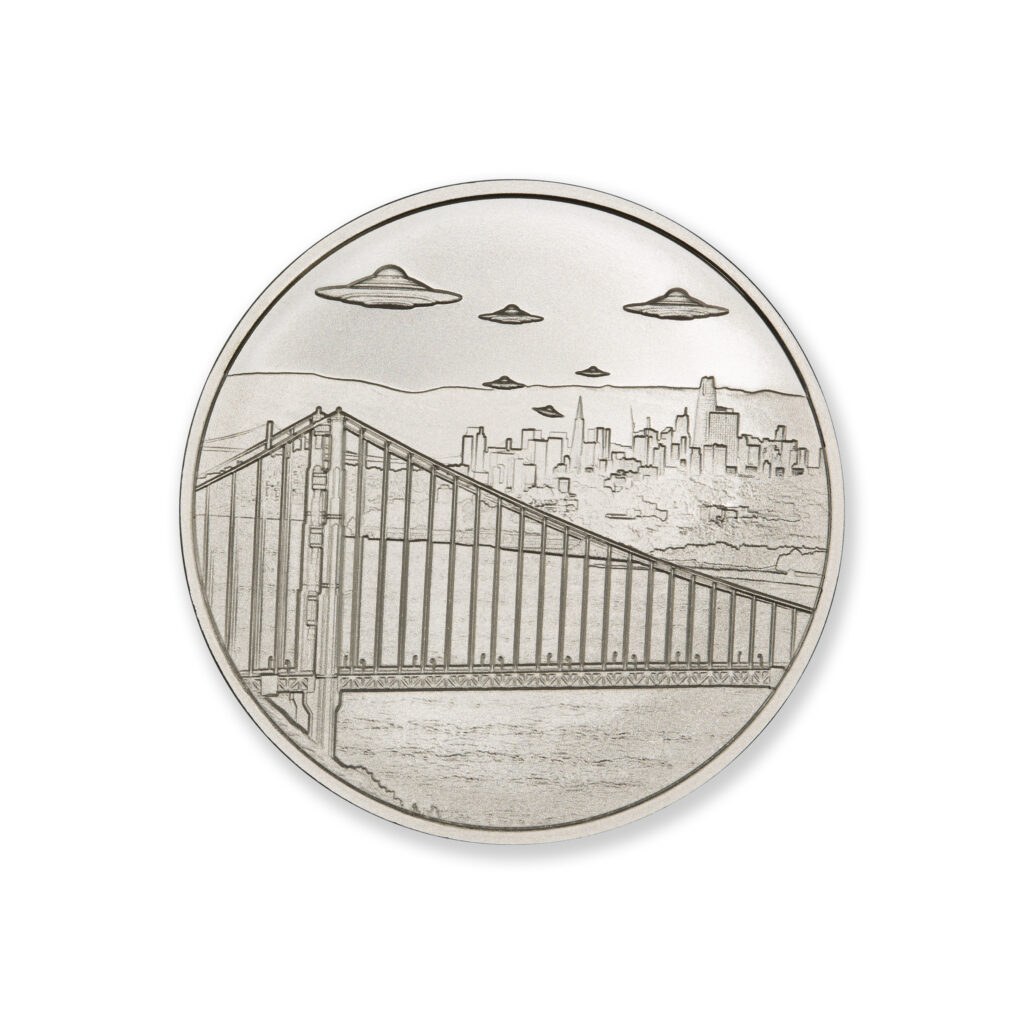 UFOs OVER SAN FRANCISCO – 1 TROY OUNCE – 39MM