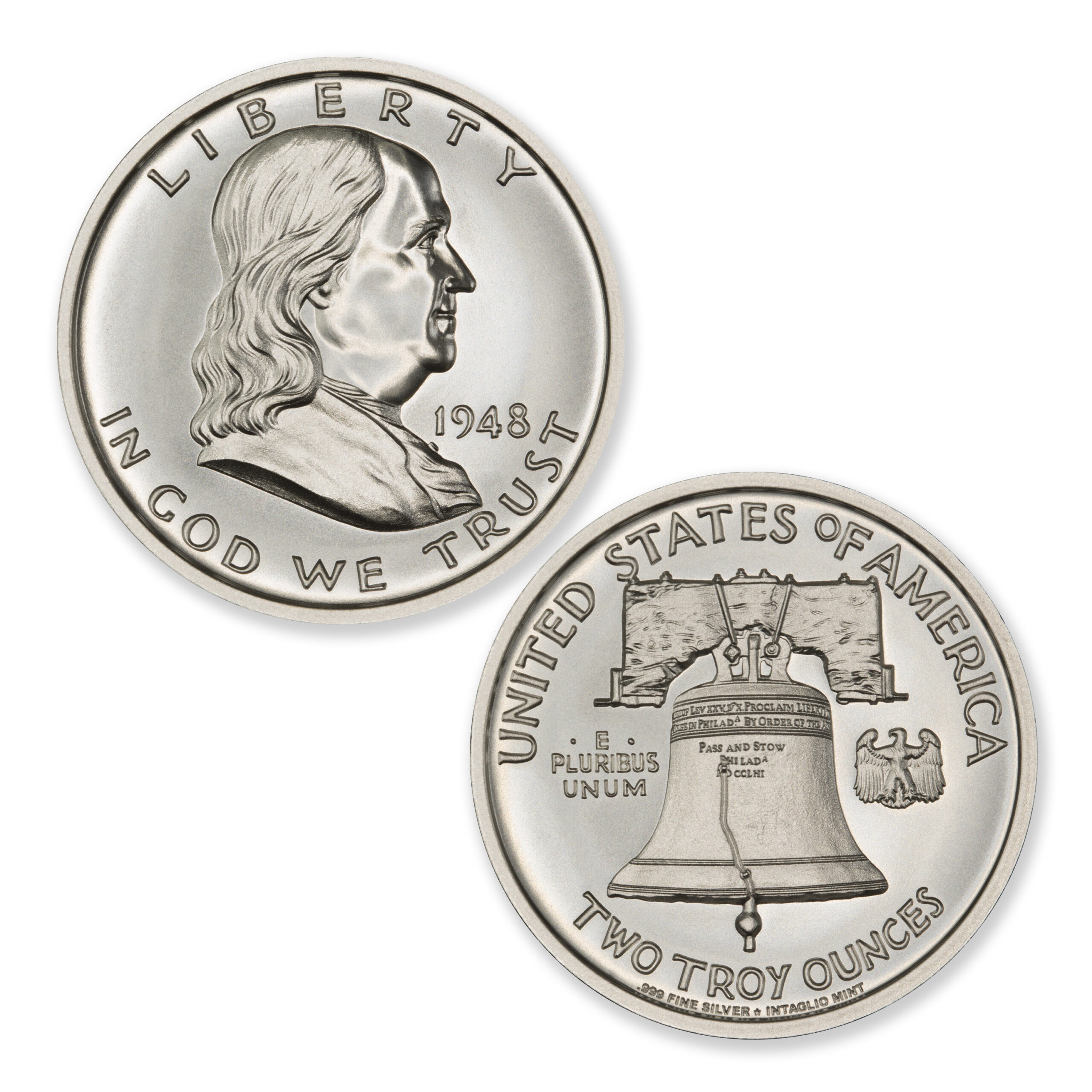 FRANKLIN HALF TRIBUTE - 2 TROY OUNCE - 39MM - Image 1