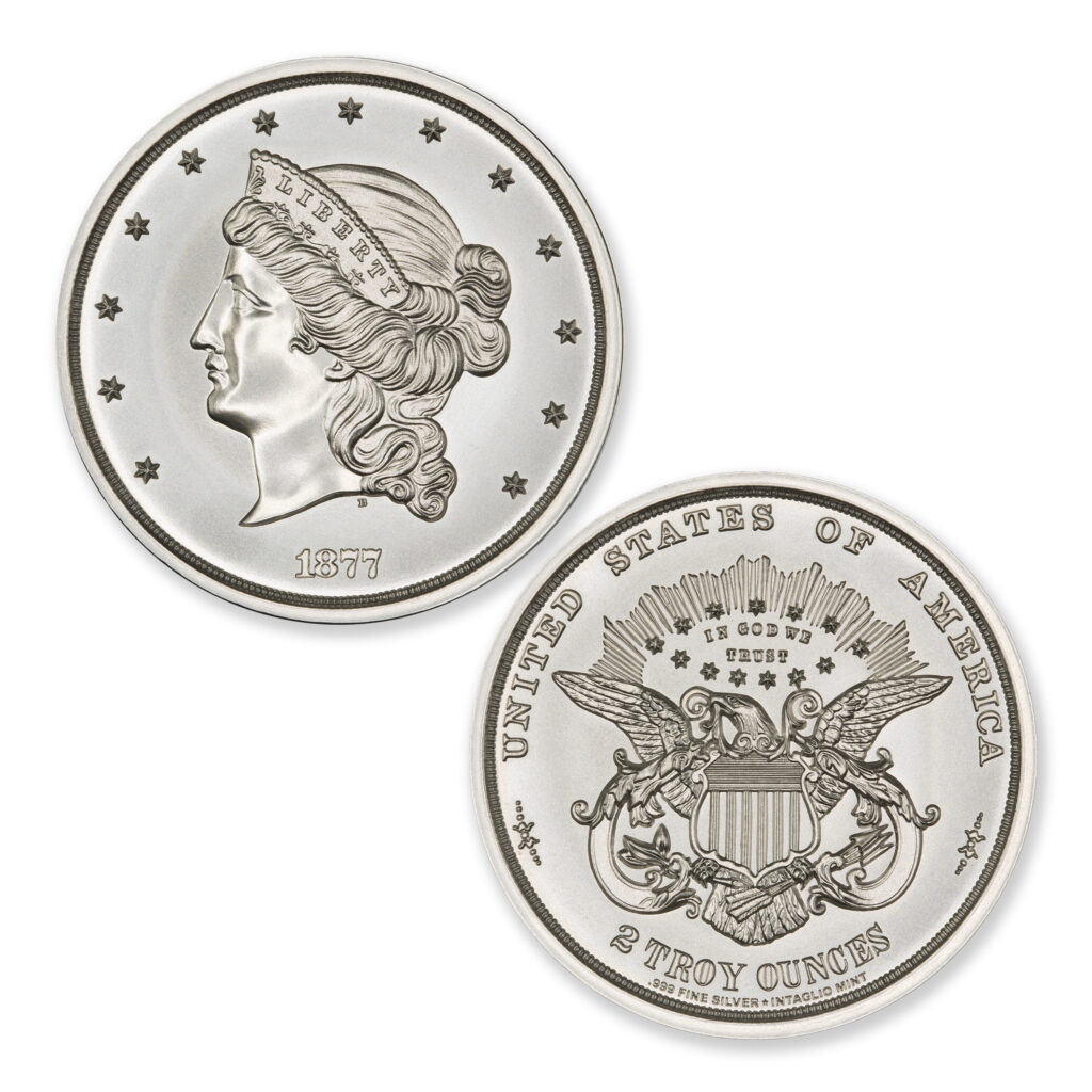 1877 $50 J-1549 GILT TRIBUTE - 2 TROY OUNCE - 39MM