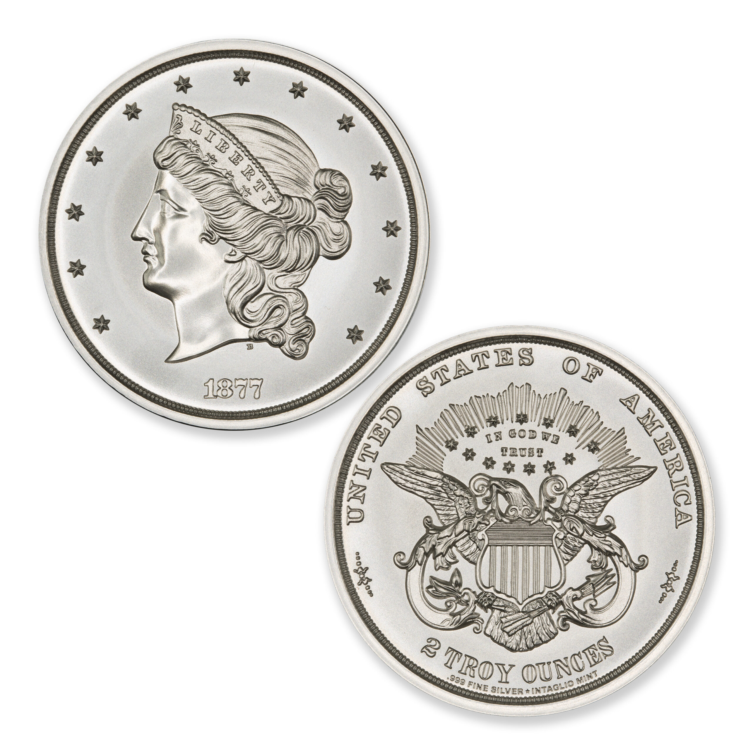 1877 $50 J-1549 GILT TRIBUTE - 2 TROY OUNCE - 39MM - Image 1