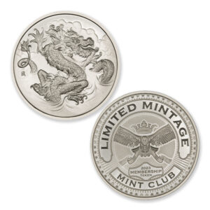 2023 – MINT CLUB® #4 - 1 TROY OUNCE - 39MM (ONLY 500 MINTED) IN COINSAFE CAPSULE - ARTIST ORIGINAL – DRAGON