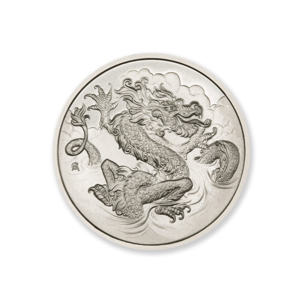 2023 – MINT CLUB® #4 - 1 TROY OUNCE - 39MM (ONLY 500 MINTED) IN COINSAFE CAPSULE - ARTIST ORIGINAL – DRAGON