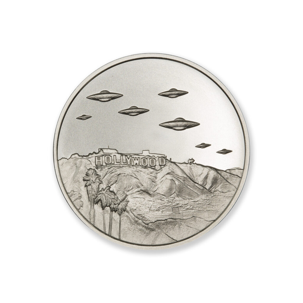 UFOs OVER HOLLYWOOD - 1 TROY OUNCE - 39MM