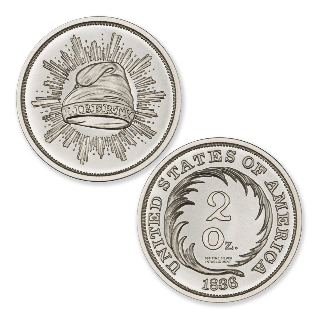 1836 G$1 J-67 LIBERTY CAP TRIBUTE - 2 TROY OUNCE - 39MM