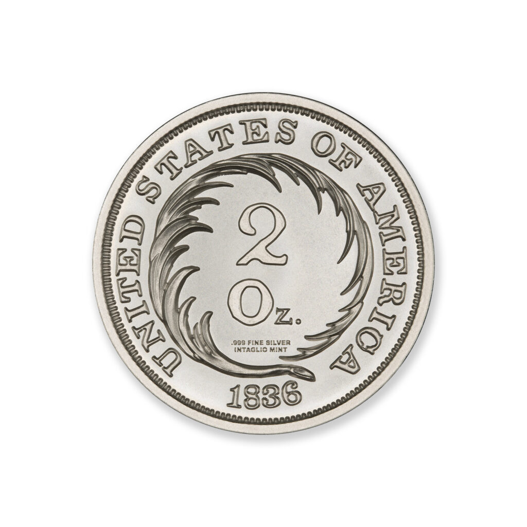 1836 G$1 J-67 LIBERTY CAP TRIBUTE - 2 TROY OUNCE - 39MM
