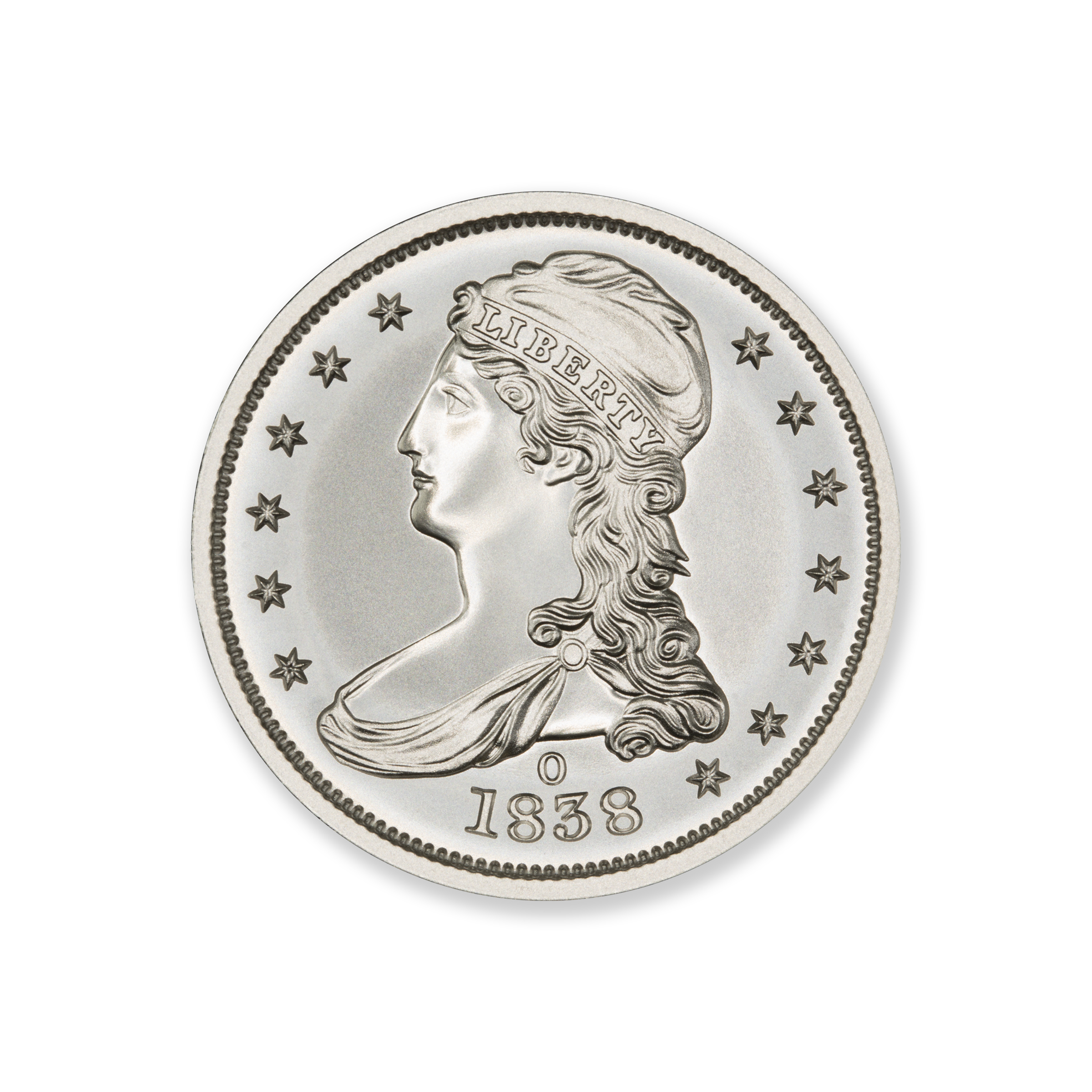 1838-O CAPPED BUST HALF DOLLAR TRIBUTE - 2 TROY OUNCE - 39MM - Image 2