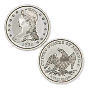 1838-O CAPPED BUST HALF DOLLAR TRIBUTE - 2 TROY OUNCE - 39MM