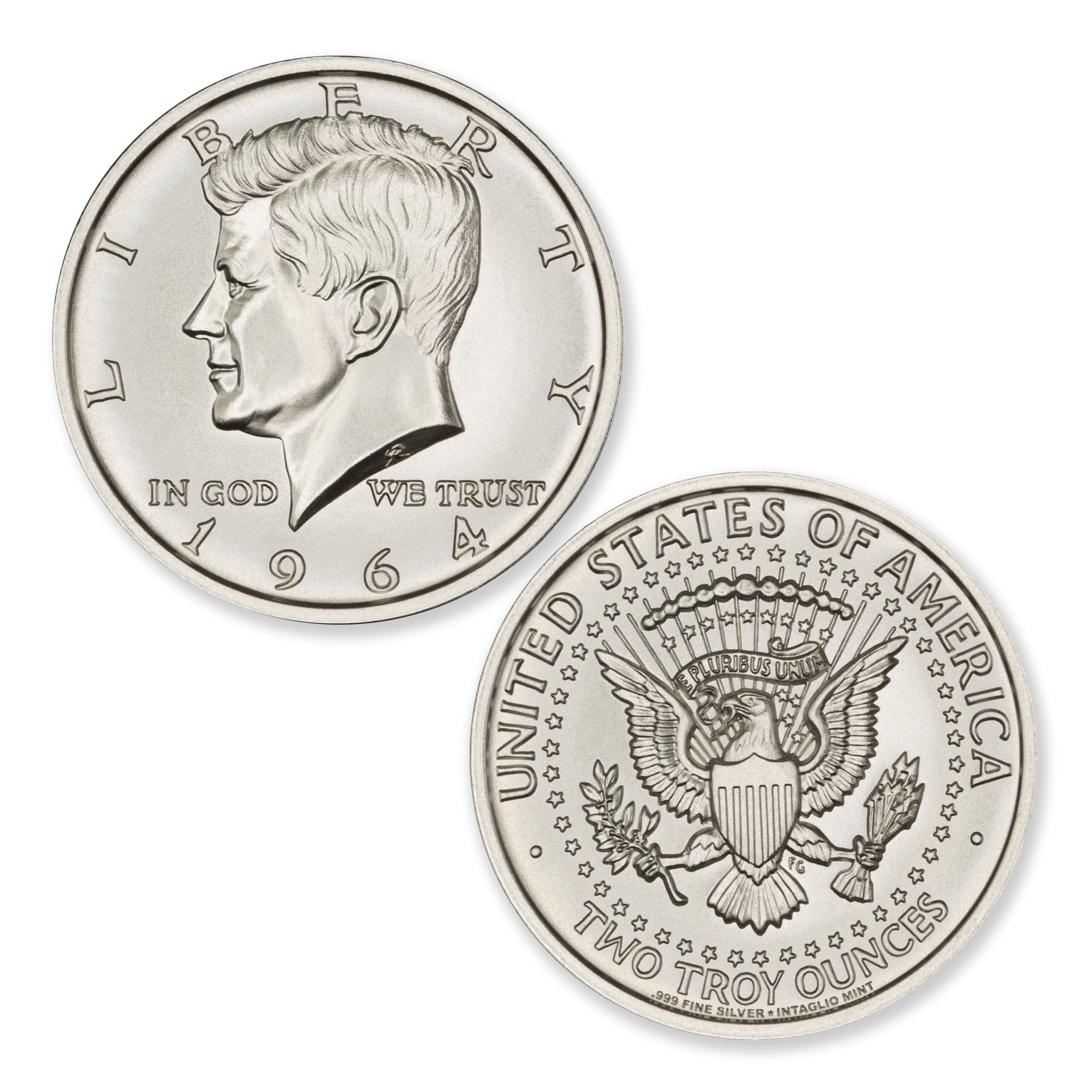 1964 KENNEDY HALF DOLLAR TRIBUTE - 2 TROY OUNCE - 39MM - Image 1