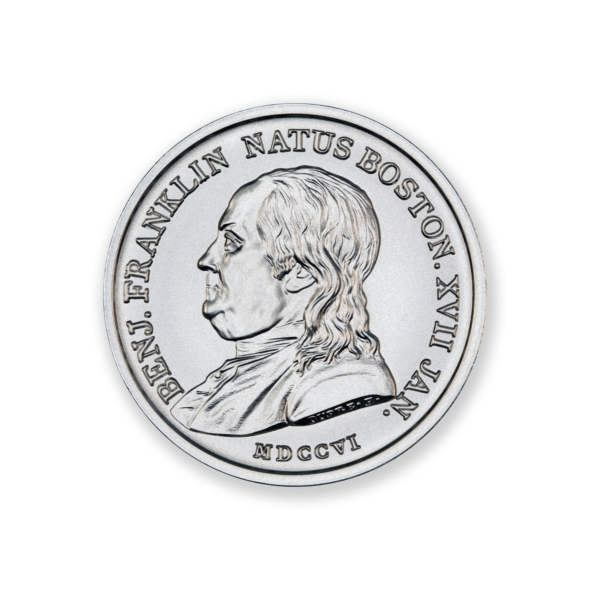 FRANKLIN WINGED GENIUS MEDAL TRIBUTE - 2 TROY OUNCE - 39MM - Image 2